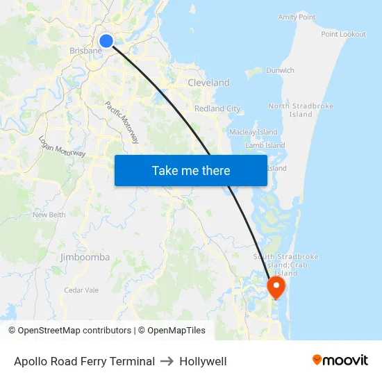 Apollo Road Ferry Terminal to Hollywell map
