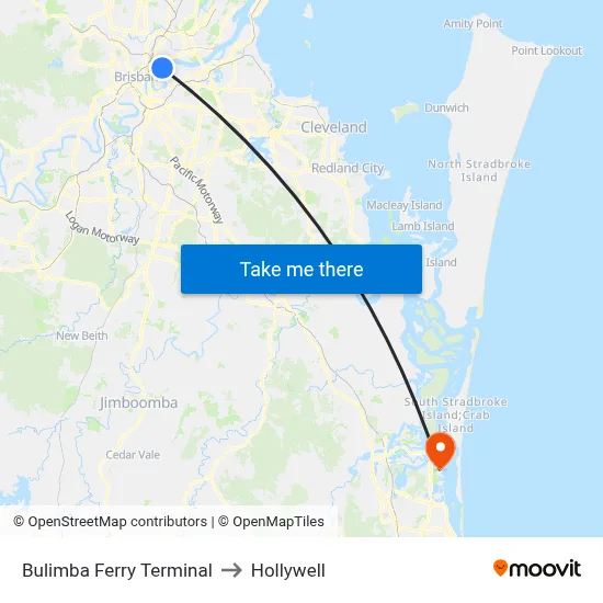 Bulimba Ferry Terminal to Hollywell map