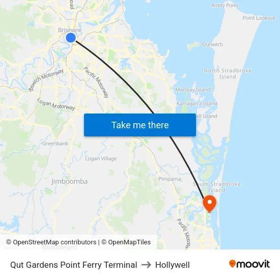 Qut Gardens Point Ferry Terminal to Hollywell map