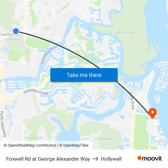 Foxwell Rd at George Alexander Way to Hollywell map