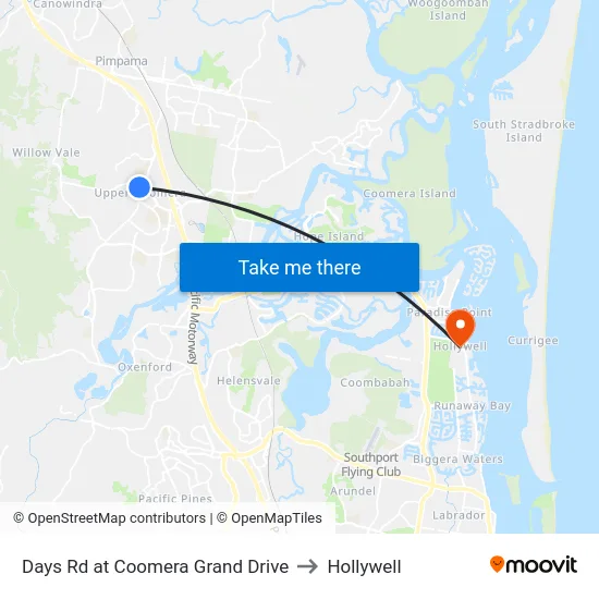 Days Rd at Coomera Grand Drive to Hollywell map