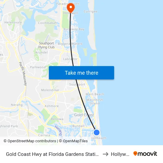 Gold Coast Hwy at Florida Gardens Station to Hollywell map