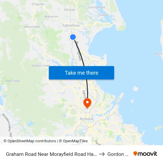 Graham Road Near Morayfield Road Hail 'N' Ride to Gordon Park map