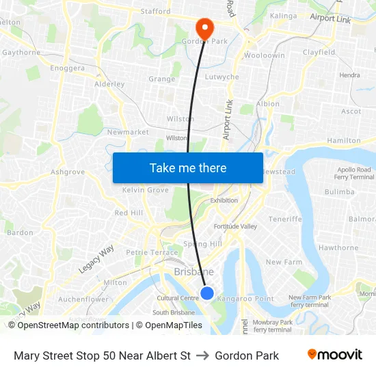 Mary Street Stop 50 Near Albert St to Gordon Park map