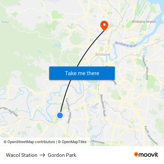 Wacol Station to Gordon Park map
