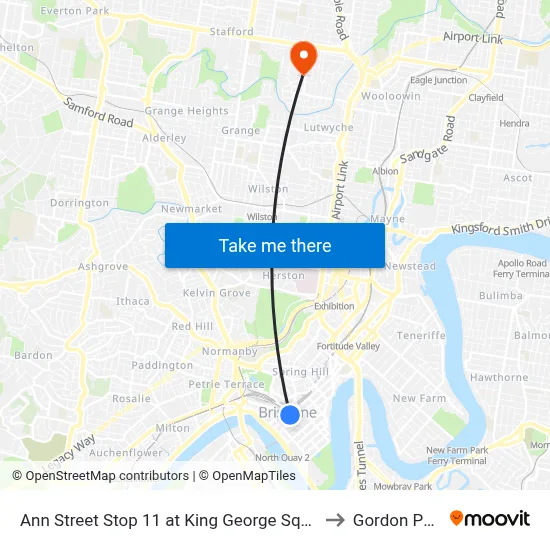 Ann Street Stop 11 at King George Square to Gordon Park map
