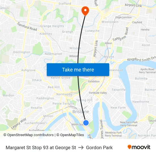 Margaret St Stop 93 at George St to Gordon Park map