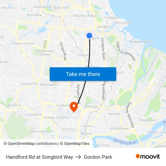 Handford Rd at Songbird Way to Gordon Park map