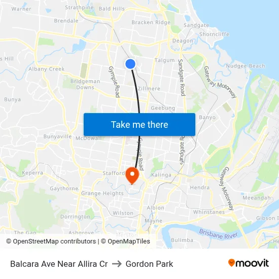 Balcara Ave Near Allira Cr to Gordon Park map
