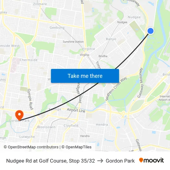 Nudgee Rd at Golf Course, Stop 35/32 to Gordon Park map