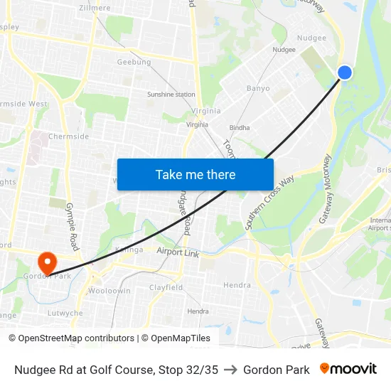 Nudgee Rd at Golf Course, Stop 32/35 to Gordon Park map