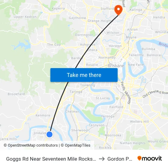 Goggs Rd Near Seventeen Mile Rocks Rd to Gordon Park map