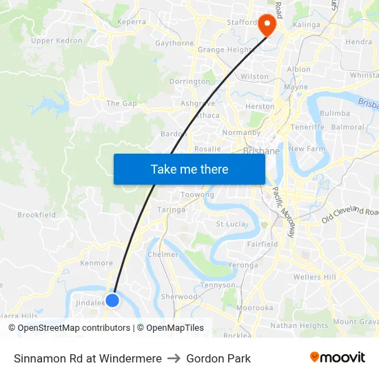 Sinnamon Rd at Windermere to Gordon Park map