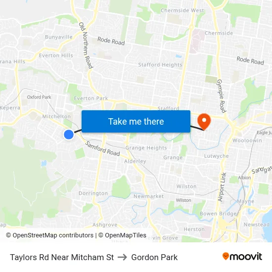 Taylors Rd Near Mitcham St to Gordon Park map