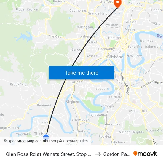 Glen Ross Rd at Wanata Street, Stop 54 to Gordon Park map