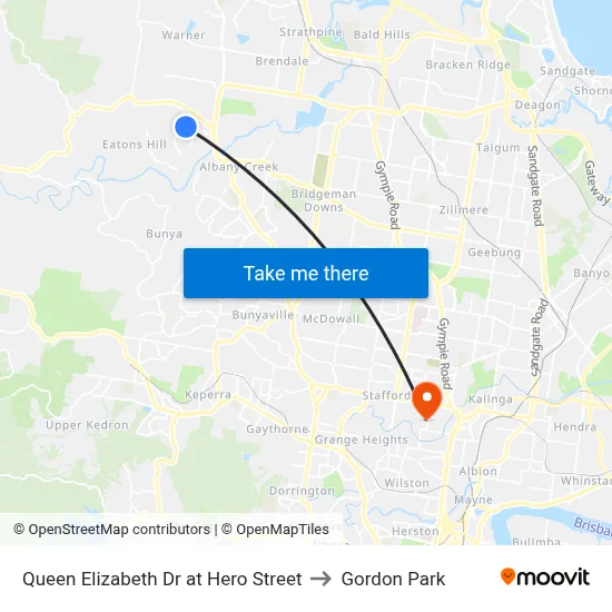 Queen Elizabeth Dr at Hero Street to Gordon Park map