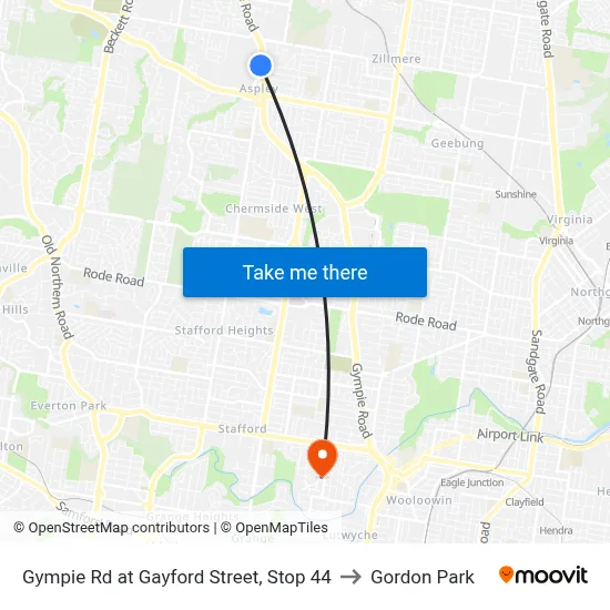Gympie Rd at Gayford Street, Stop 44 to Gordon Park map