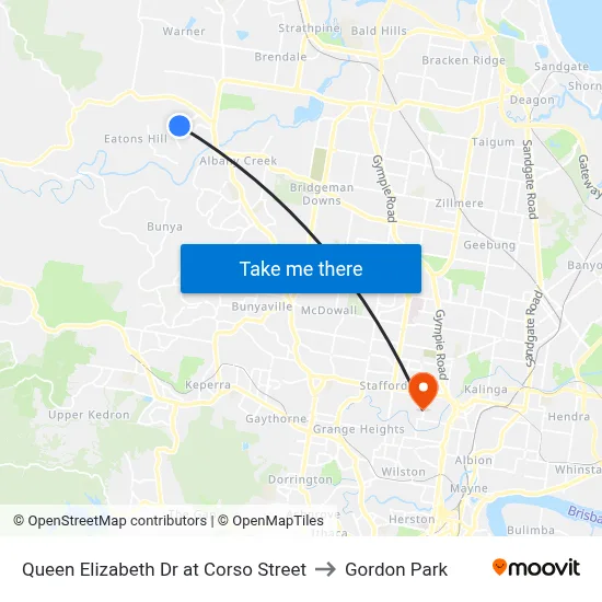 Queen Elizabeth Dr at Corso Street to Gordon Park map