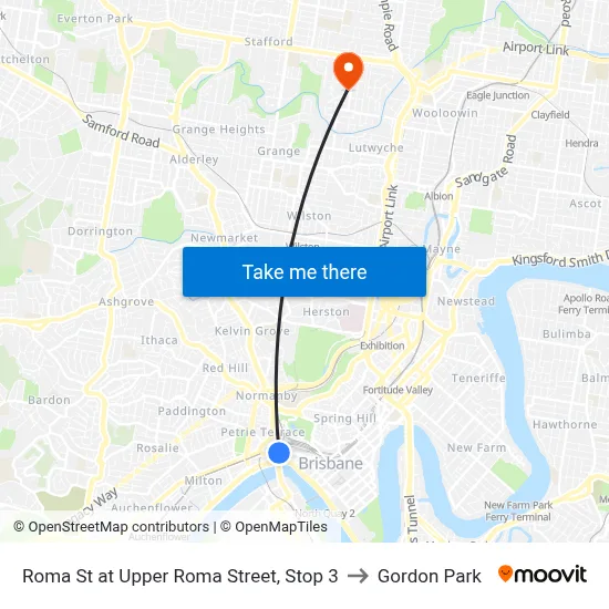 Roma St at Upper Roma Street, Stop 3 to Gordon Park map