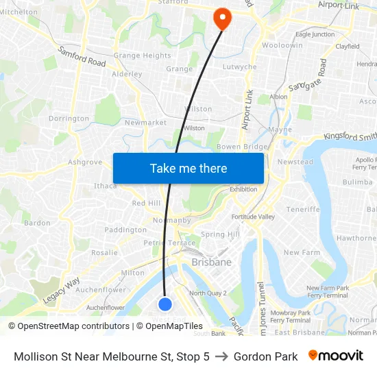Mollison St Near Melbourne St, Stop 5 to Gordon Park map