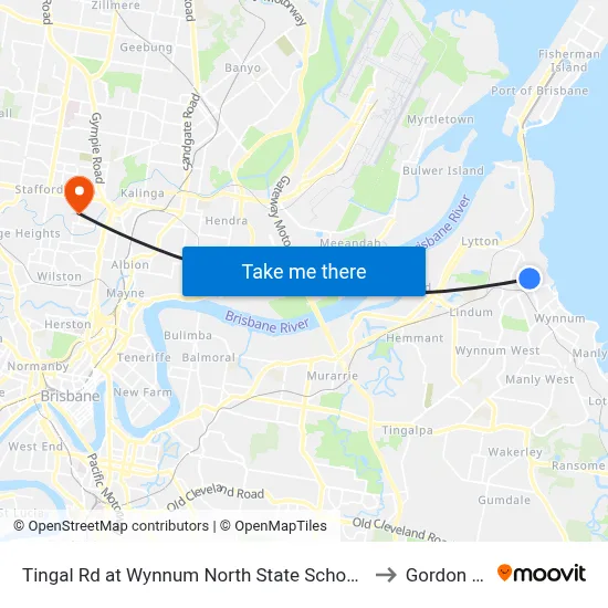 Tingal Rd at Wynnum North State School, Stop 10/5 to Gordon Park map