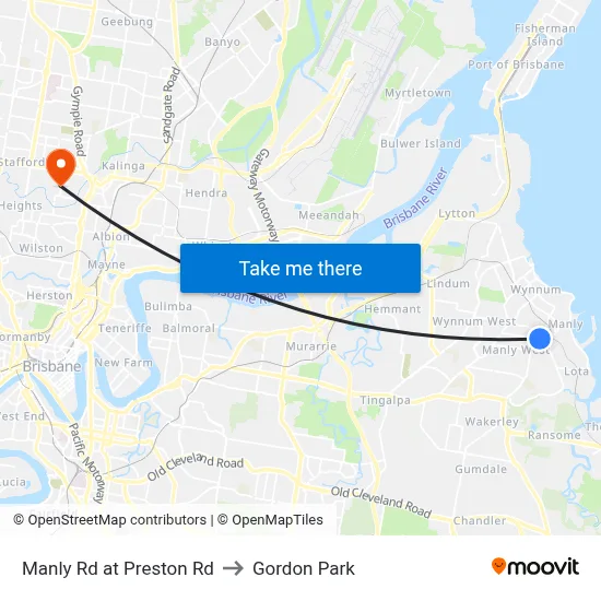 Manly Rd at Preston Rd to Gordon Park map