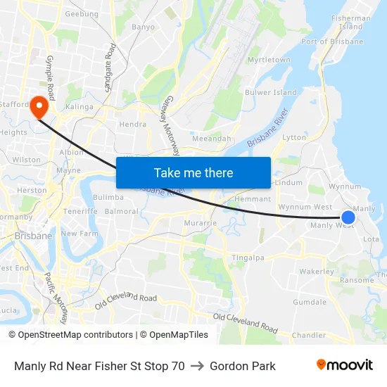 Manly Rd Near Fisher St Stop 70 to Gordon Park map