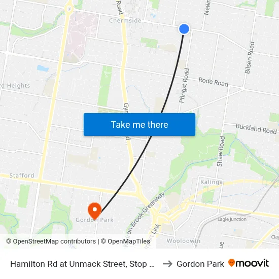 Hamilton Rd at Unmack Street, Stop 50 to Gordon Park map
