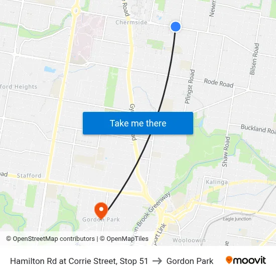 Hamilton Rd at Corrie Street, Stop 51 to Gordon Park map