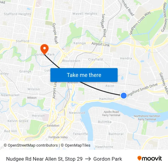 Nudgee Rd Near Allen St, Stop 29 to Gordon Park map