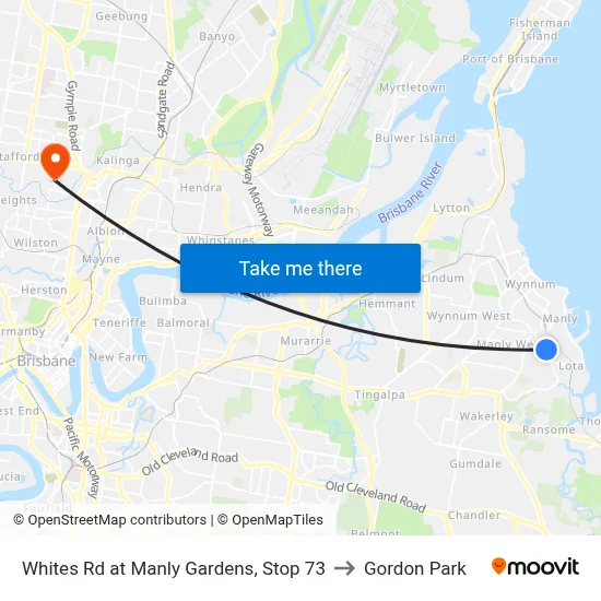 Whites Rd at Manly Gardens, Stop 73 to Gordon Park map