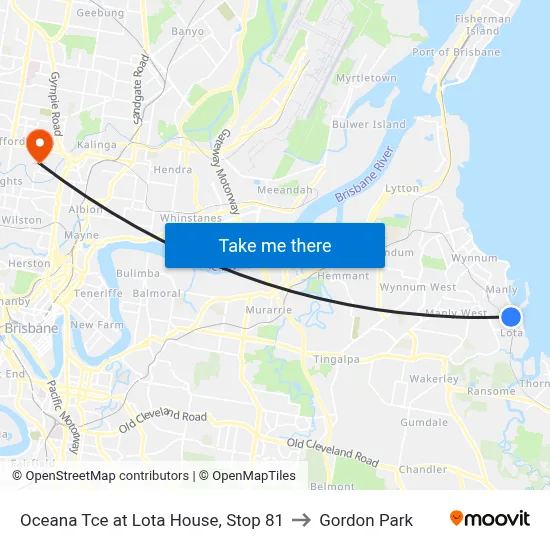 Oceana Tce at Lota House, Stop 81 to Gordon Park map