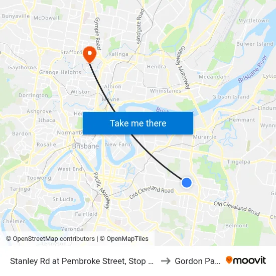 Stanley Rd at Pembroke Street, Stop 42 to Gordon Park map