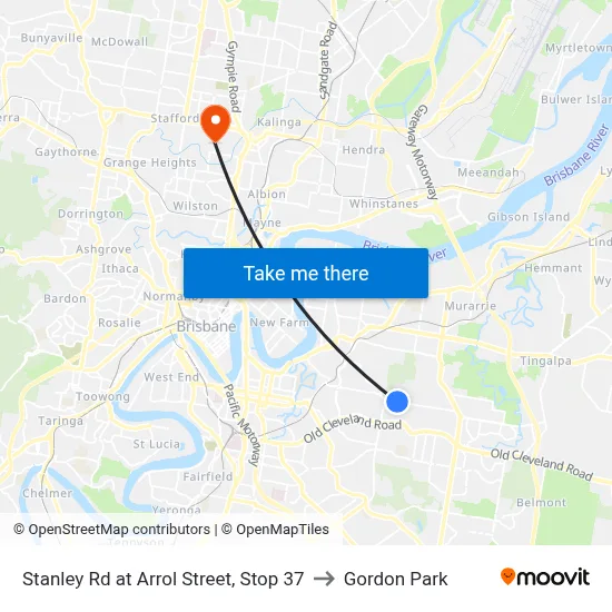 Stanley Rd at Arrol Street, Stop 37 to Gordon Park map