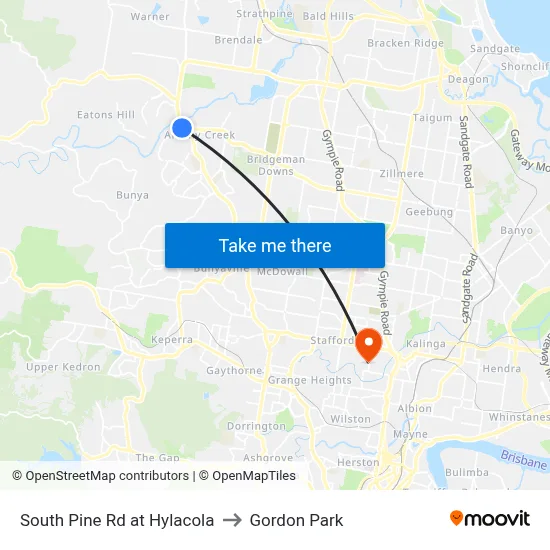 South Pine Rd at Hylacola to Gordon Park map