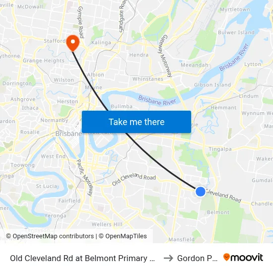 Old Cleveland Rd at Belmont Primary School to Gordon Park map