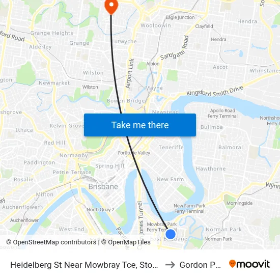 Heidelberg St Near Mowbray Tce, Stop 14 to Gordon Park map
