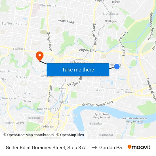 Gerler Rd at Dorames Street, Stop 37/36 to Gordon Park map