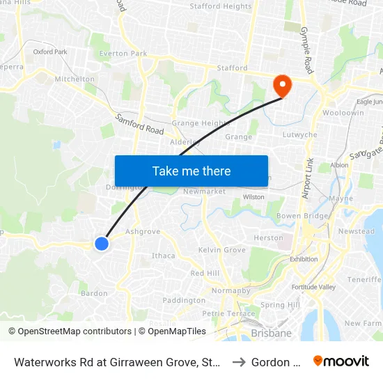 Waterworks Rd at Girraween Grove, Stop 21/22 to Gordon Park map