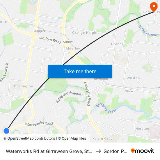 Waterworks Rd at Girraween Grove, Stop 21 to Gordon Park map