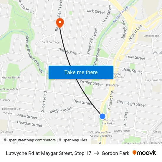 Lutwyche Rd at Maygar Street, Stop 17 to Gordon Park map