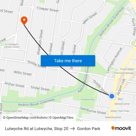 Lutwyche Rd at Lutwyche, Stop 20 to Gordon Park map