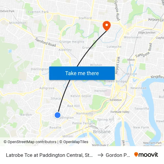 Latrobe Tce at Paddington Central, Stop 10 to Gordon Park map
