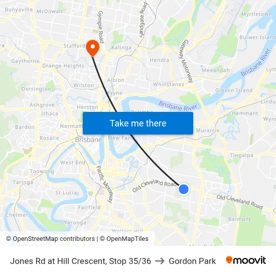 Jones Rd at Hill Crescent, Stop 35/36 to Gordon Park map