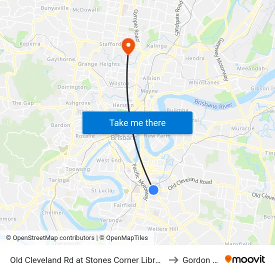 Old Cleveland Rd at Stones Corner Library, Stop 17 to Gordon Park map