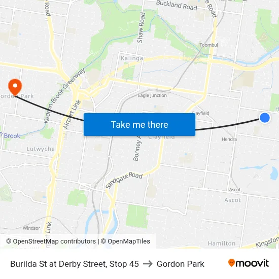 Burilda St at Derby Street, Stop 45 to Gordon Park map