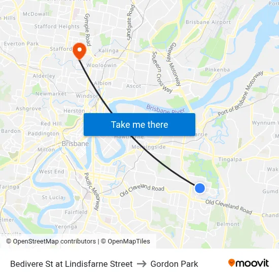 Bedivere St at Lindisfarne Street to Gordon Park map