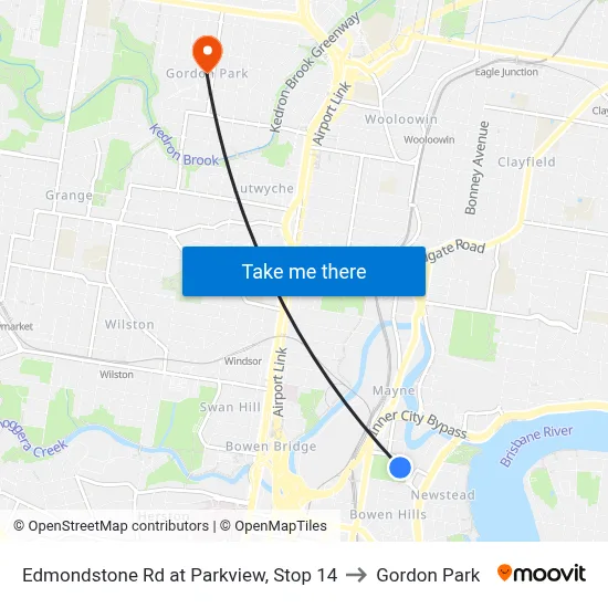 Edmondstone Rd at Parkview, Stop 14 to Gordon Park map