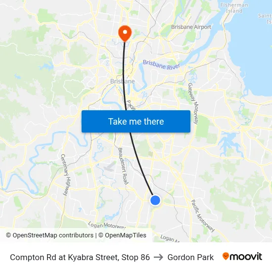 Compton Rd at Kyabra Street, Stop 86 to Gordon Park map
