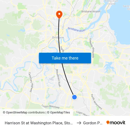 Harrison St at Washington Place, Stop 90 to Gordon Park map